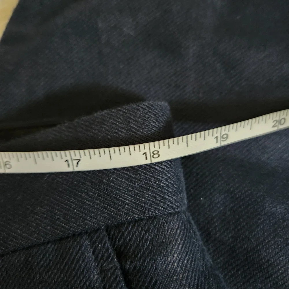 Vince Griffith Slim Fit Linen Cotton Blend Trousers Navy Blue Mens 36 Dress Pant